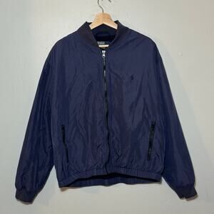 Vintage Men's Size L Polo Ralph Lauren Navy Harrington Bomber Jacket Windbreaker